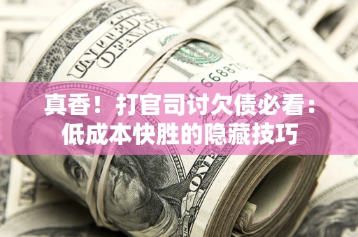 武汉真香！打官司讨欠债必看：低成本快胜的隐藏技巧