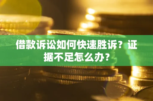 武汉借款诉讼如何快速胜诉？证据不足怎么办？